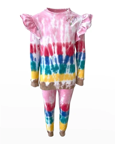 Shop Lola + The Boys Girl's You Are Amazing Tie-dye 2-piece Shirt Set In Miscellaneous