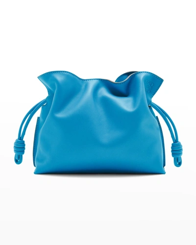 Shop Loewe Flamenco Mini Napa Drawstring Clutch Bag In Lagoon Blue