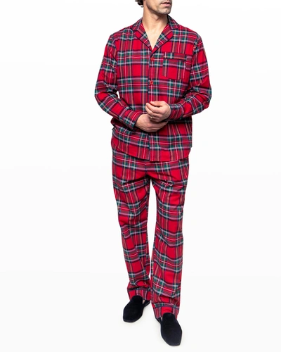 Shop Petite Plume Men's Tartan Plaid Pajama Set In Red