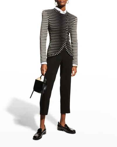 Shop Emporio Armani Knit Jacket W/ Asymmetrical Overlap In Black Multi