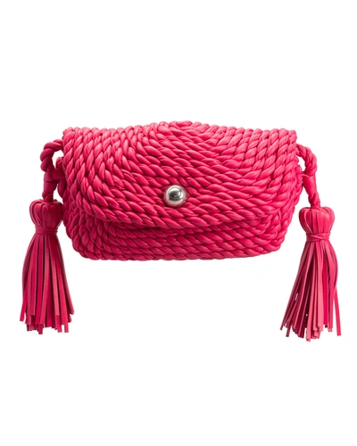 Shop Bottega Veneta Classic Woven Tassel Crossbody Bag In Lollipop