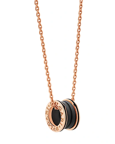 Shop Bvlgari B. Zero1 Pendant Necklace In Pink Gold And Matte Black Ceramic