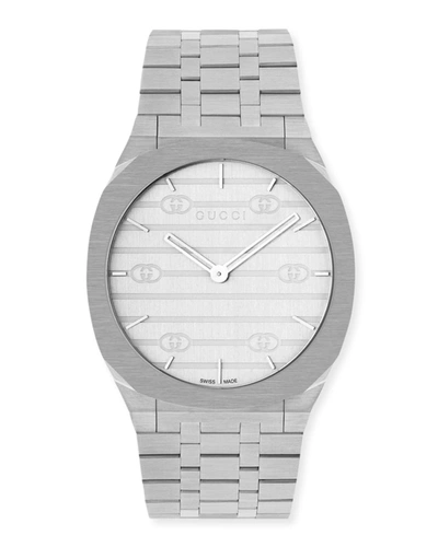 Shop Gucci Men's 38mm Stainless Steel Bracelet Watch In White