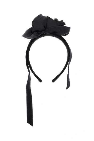 Shop Alessandra Rich Headband With Satin Roses In Black