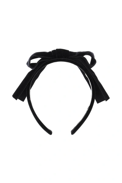 Shop Alessandra Rich Velvet Headband With Bow In Black