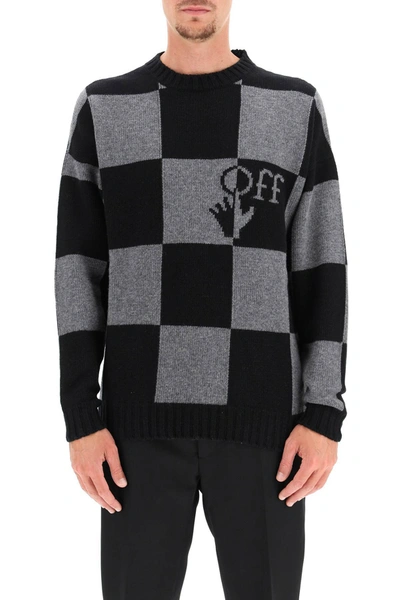 Shop Off-white Checkerboard Sweater In Mixed Colours