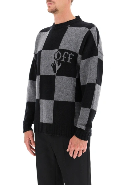 Shop Off-white Checkerboard Sweater In Mixed Colours