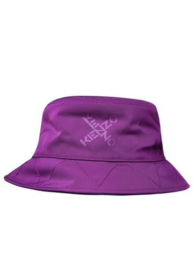 Shop Kenzo Logo Printed Reversible Bucket Hat In Purple