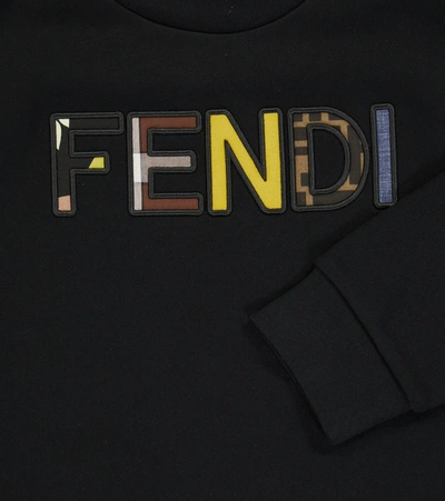 Shop Fendi Cotton Logo Sweatshirt In Black