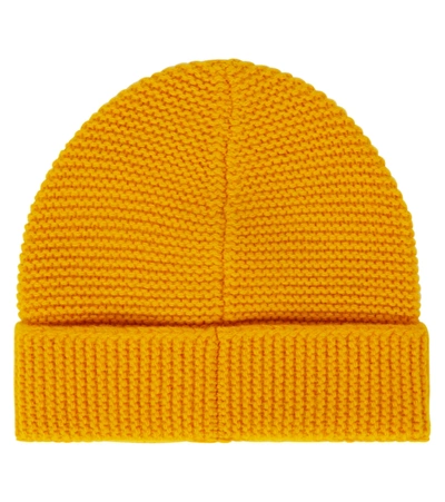 Shop Fendi Logo Wool And Cashmere Beanie In Giallo