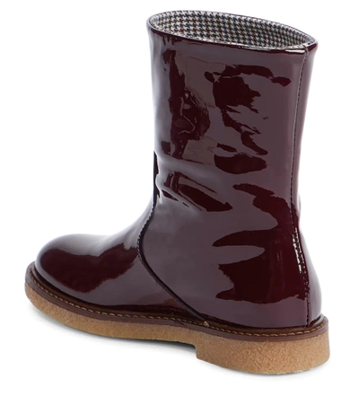 Shop Bonpoint Wild Patent Leather Boots In Chocolat