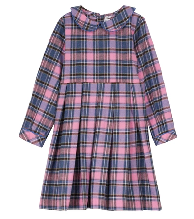 Shop Rachel Riley Checked Flannel Cotton Dress In Pink/blue/brown