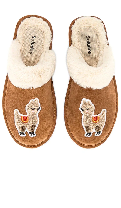 Shop Soludos Llama Cozy Faux Fur Slipper In Tan