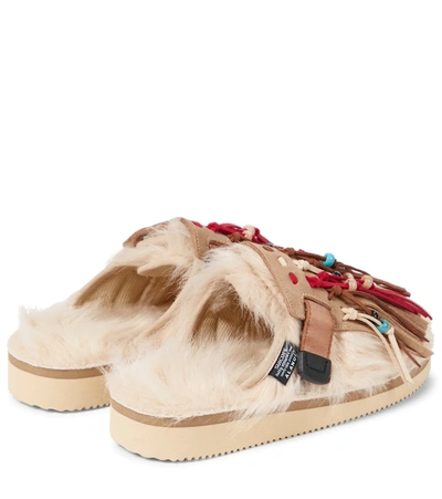 Shop Alanui X Suicoke Zavo Faux Fur Slippers In Chinchilla White