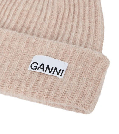 Shop Ganni Wool-blend Beanie In Brazilian Sand