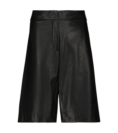 Shop Acne Studios Leather Bermuda Shorts In Black