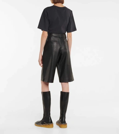 Shop Acne Studios Leather Bermuda Shorts In Black