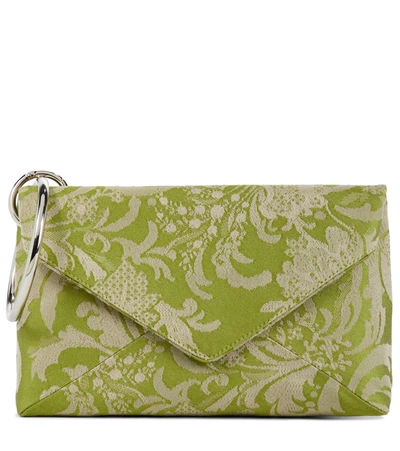 Shop Dries Van Noten Floral Jacquard Clutch In Green