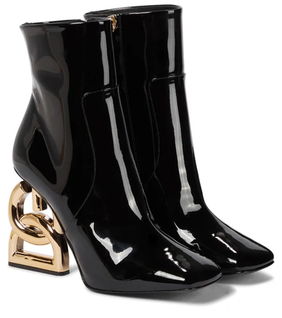 Shop Dolce & Gabbana Jackie Patent Leather Ankle Boots In Black/black