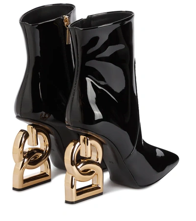Shop Dolce & Gabbana Jackie Patent Leather Ankle Boots In Black/black