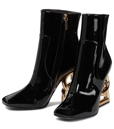 Shop Dolce & Gabbana Jackie Patent Leather Ankle Boots In Black/black