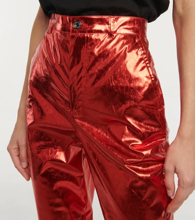 Shop Dolce & Gabbana Metallic Skinny Pants In Dark Bordeaux