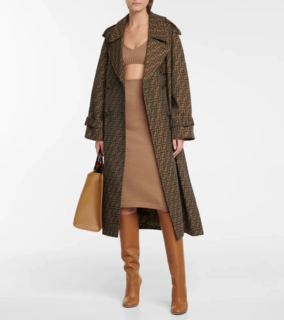 Shop Fendi Cashmere-blend Midi Skirt In Smooth
