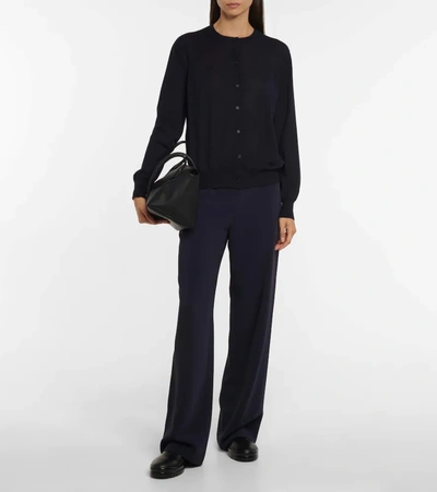 The Row Battersea Cashmere Cardigan In Dark Navy