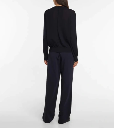 The Row Battersea Cashmere Cardigan In Dark Navy