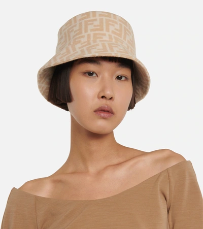 Shop Fendi Ff Wool And Silk Bucket Hat In Camel