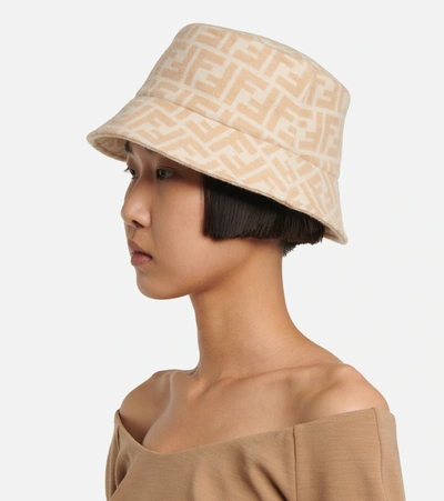 Shop Fendi Ff Wool And Silk Bucket Hat In Camel