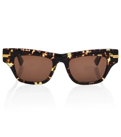 Shop Bottega Veneta Cat-eye Acetate Sunglasses In Havana-havana-brown