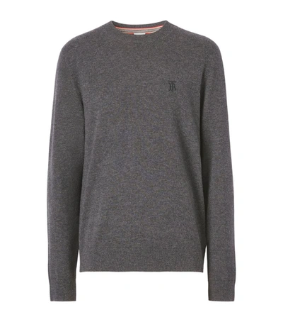 Shop Burberry Cashmere Monogram Motif Sweater In Grey