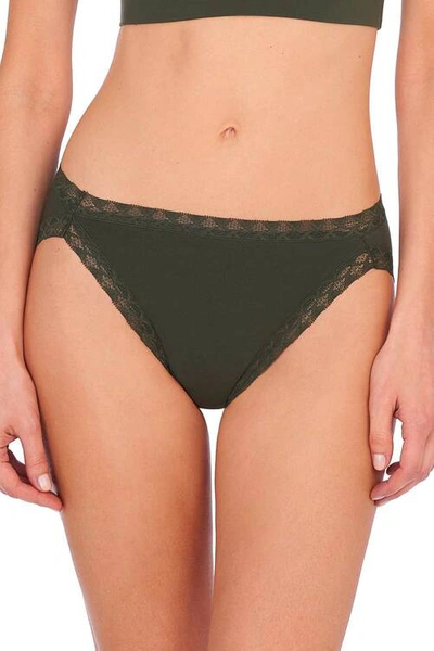 Shop Natori Bliss French Cut Brief Panty Underwear With Lace Trim In Ivy