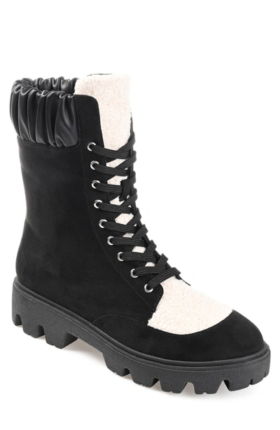 Journee Collection Elibor Faux Shearling Bootie In Black