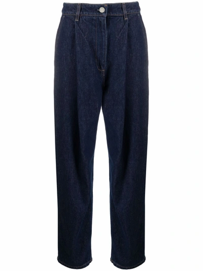 高腰直筒牛仔裤