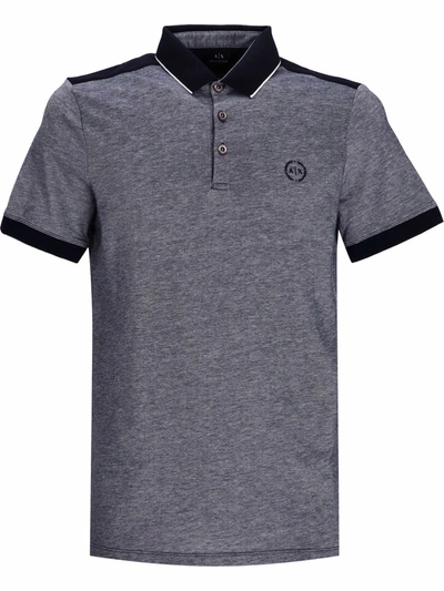 Shop Armani Exchange Logo-embroidered Cotton Polo Shirt In Blau