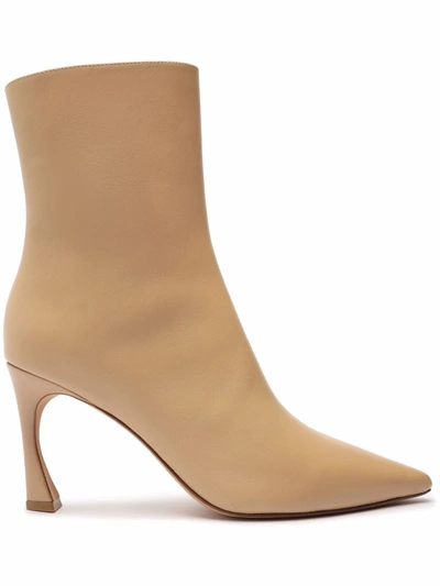 Shop Alexandre Birman Myra Leather Ankle Boots In Nude