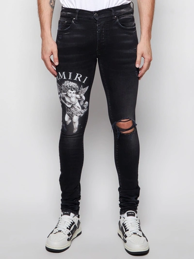 Shop Amiri Slim-fit Cherub Jean Aged Black