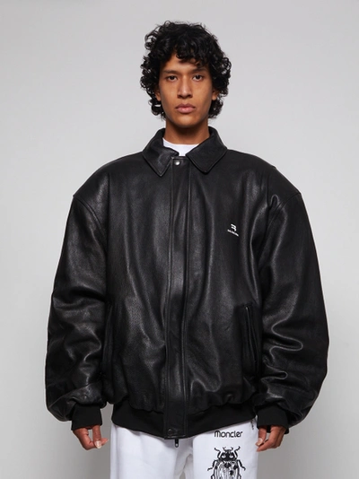 Balenciaga Sporty B Taxi Blouson Leather Bomber Jacket Black | ModeSens