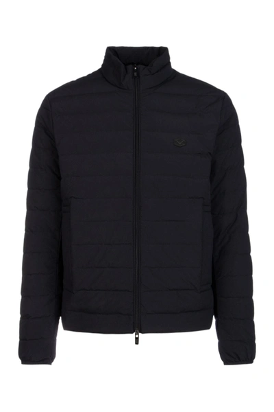 Shop Emporio Armani High Neck Padded Jacket In Navy
