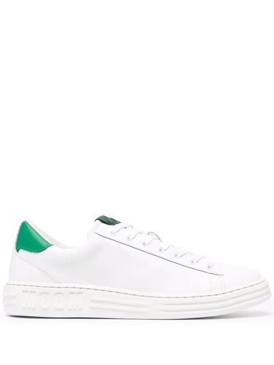 Shop Msgm Low-top Leather Sneakers In Weiss