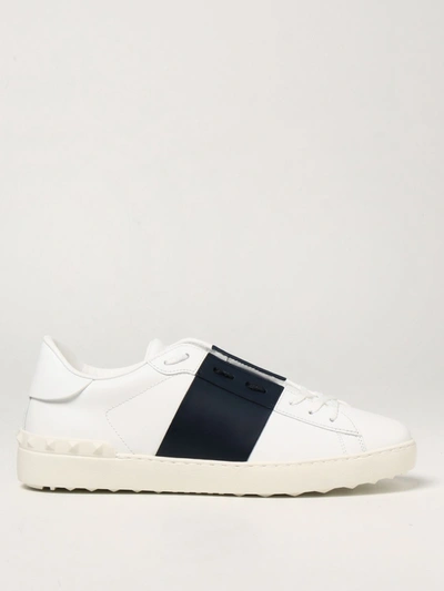 Shop Valentino Open Leather Sneakers In Marine