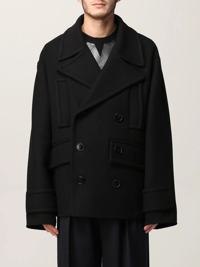Shop Valentino Coat  Men Color Black