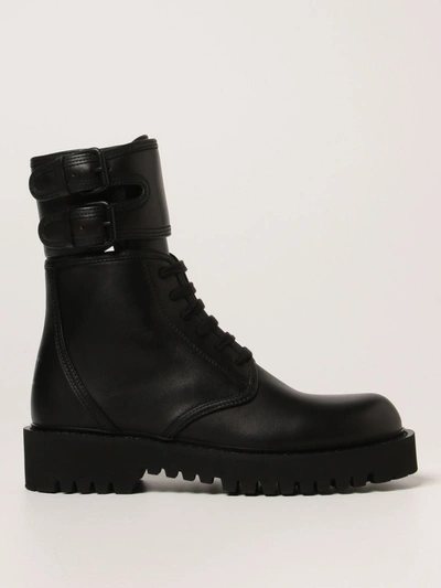 Shop Valentino Combat Boot Campsite Leather Ankle Boot In Black