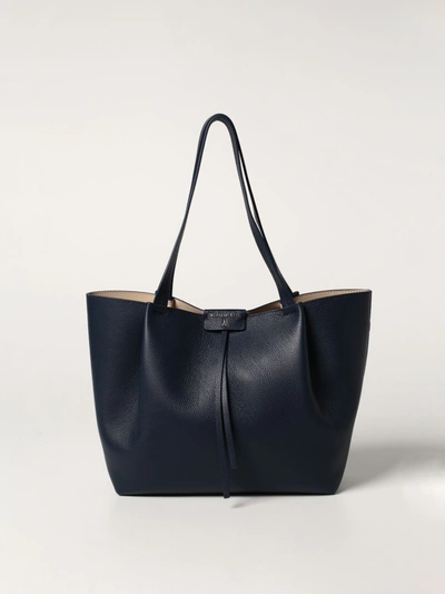 Shop Patrizia Pepe Bag In Grained Leather In Blue