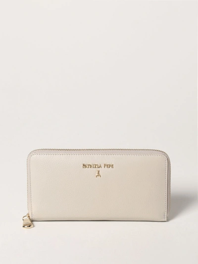 Shop Patrizia Pepe Wallet In Textured Leather In Ice