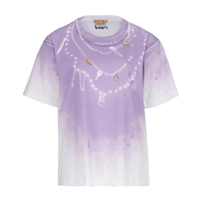 Shop Marni Found Treasures Print Cotton Jersey T-shirt In Prune Violet