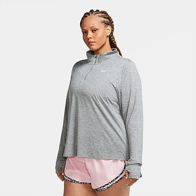 Shop Nike Women's Element Dri-fit Half-zip Running Top (plus Size) In Smoke Grey/light Smoke Grey/heather