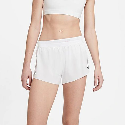 Shop Nike Women's Aeroswift Running Shorts In White/black